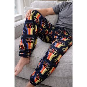 Star Wars Pajama Pants Men’s Small Fleece Logo Print Drawstring Cozy PJ